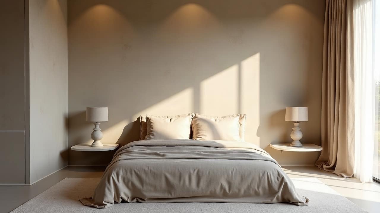 Salon avec un mur d'accent en béton ciré face à des murs restés dans un autre revêtement