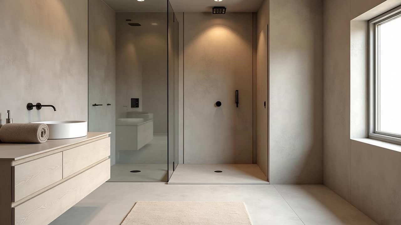 Receveur de douche existant avant diagnostic pour un chantier de béton ciré en salle de bain