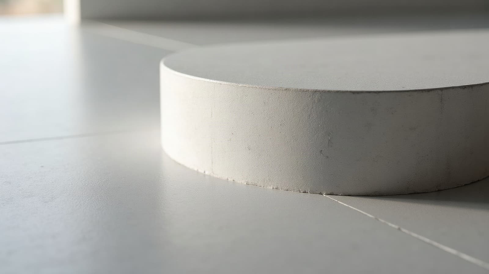 Jonction entre un carrelage ancien et une surface de béton ciré fraîchement appliquée, ligne de raccord nette