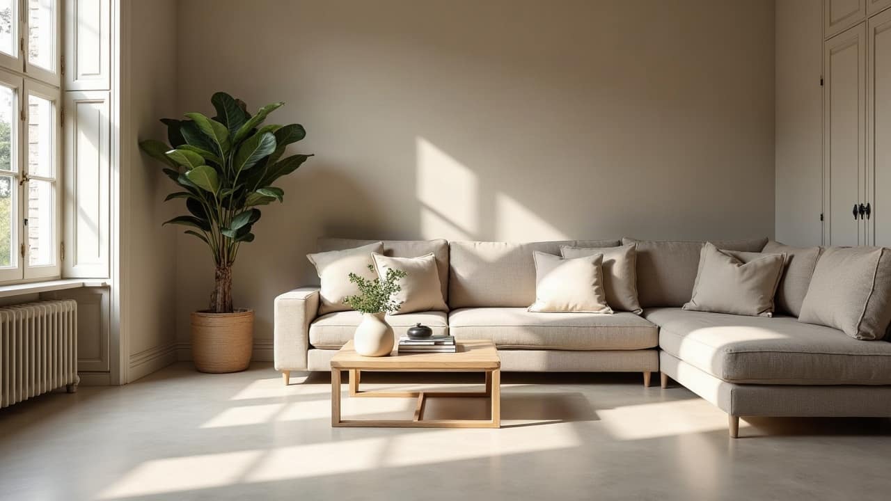 Coupe transversale schématique d'un sol en béton ciré montrant les couches successives depuis le support jusqu'à la finition